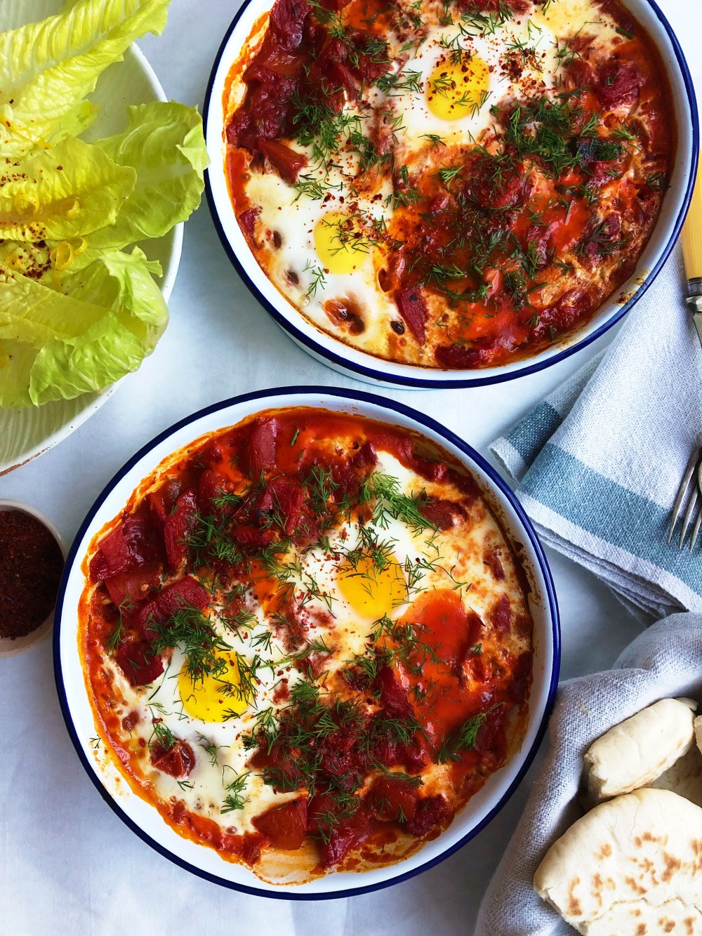 Turkish-style Baked Eggs with Biber Salçasi
